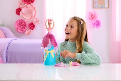 Barbie Petal Pop Scented Doll with Pink Tulip Dress & Accessories, Bouquet Reveal with Pet Bunny & Surprises Like Watering Can, Necklace & Earrings​​​ - image 2