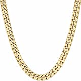 LIFETIME JEWELRY Miami Curb Square Cut Cuban Link Chain Necklaces 24k Gold Plated (5mm & 9.5mm) (16 inches, 5mm, Gold)