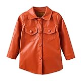 CHENSHOU Sweatshirt Damen College Kleinkind Kinder Kleinkind Mädchen Patchwork Langarm PU Lederjacke Wintermäntel Äußere Outfits Kleidung Literatur Jugend (Khaki, 3-4 Years)