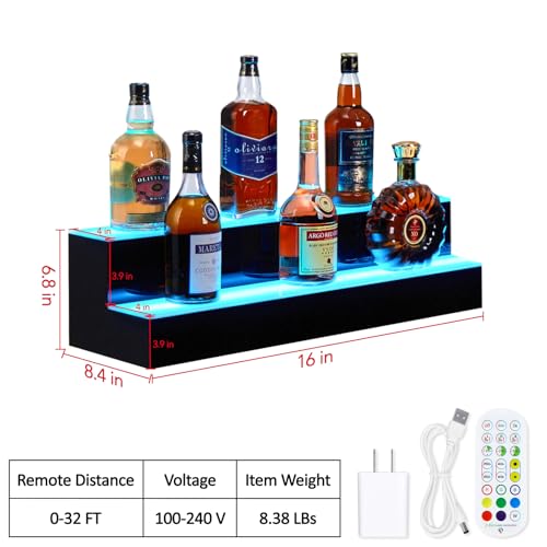 GarveeHome Wall-Mounted 2 Layer 16 Inch Display with Remote Control - Dynamic Led Lighting, Multifunctional Display, Quality Materials, Mobile Phone Connectivity