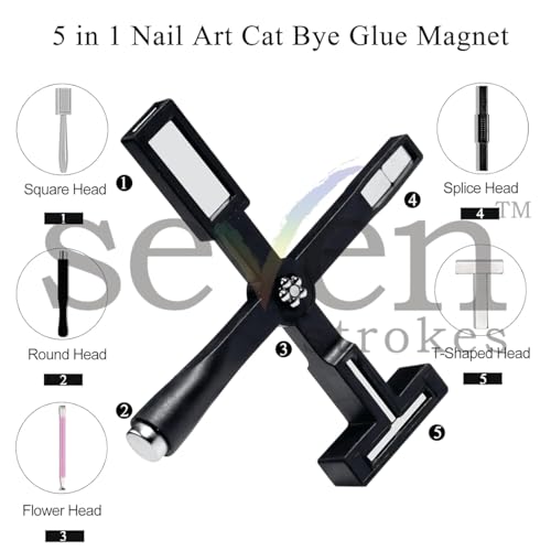 Image of Nail Art Magnet | 5 in 1 Magnet for Cat Eye Gel Nail Polish | Multifunctional Magnetic Nail Tool | Nail Design Tools, Nail Art Accessories DIY Home Salon