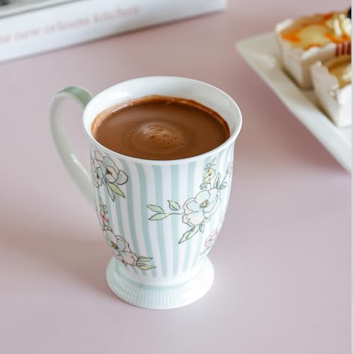 Image of Clay Craft x Magique by The Wishing Chair : Stripe Happy Days Ceramic Coffee Mug 300ml | Fine China Milk Tea Cup | Microwave & Dishwasher Safe | Elegant Mug for Home Office Gifting