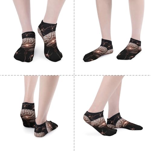 Lightning And Brain Ankle Socks 5-Pack, Breathable Casual Athletic Socks for Women Men, One Size (6-11)4