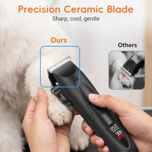 Image of Qpets Dog Trimmer Cordless, 4 Speed Ceramic Pet Grooming Kit for Dogs Cats