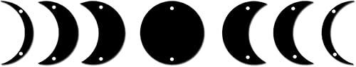 Juego de estantes de fase lunar con signo de metal de fase lunar (7 piezas) Decoración para el hogar Fases lunares arte de pared de fase lunar