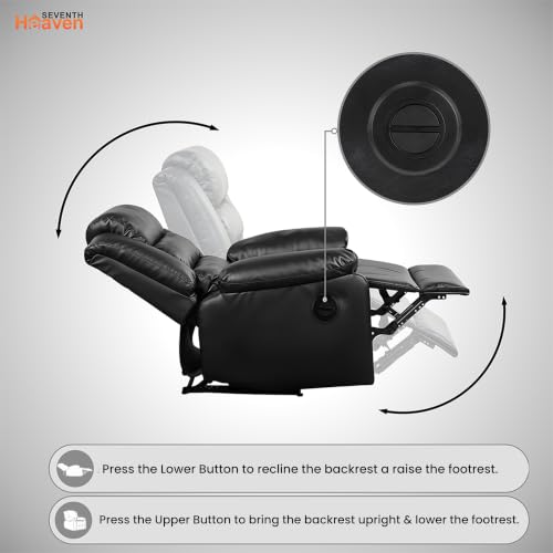 Image of Seventh Heaven Phoenix 1 Seater Motorised Recliner | Single Sofa Chair for Living Room Comfort | Ergonomic Design (Leatherette - Black)