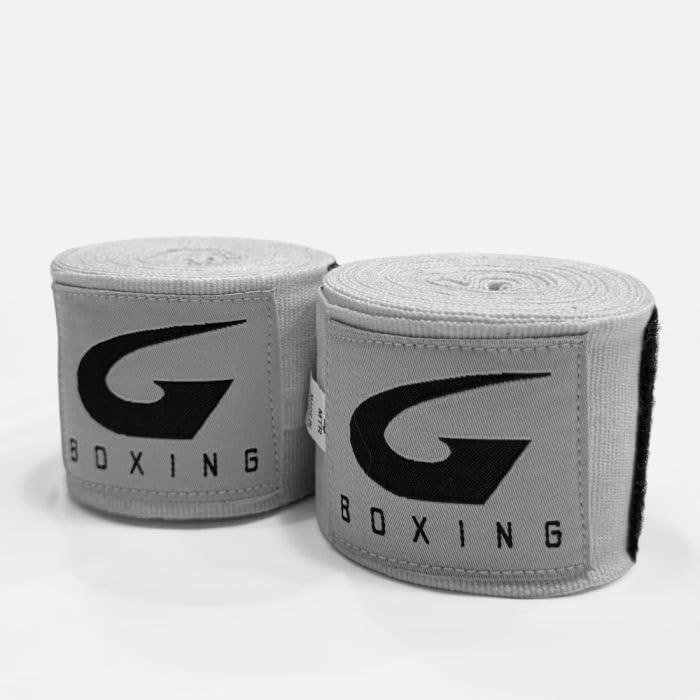 G Boxing Cuban Semi-Elastic Handwraps - Durable & Elastic with Thumb Loop & Hook-and-Loop Closure for Secure Fit (Grey, 3M)