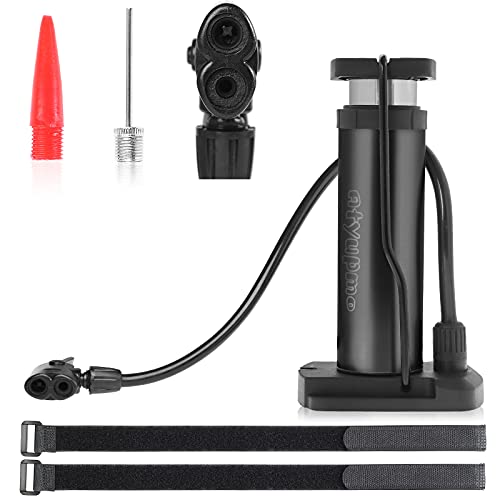 Bike Pump, Atyupmo Mini Bicycle Pump Portable Bike Floor Pump Bike Tire Pump Hand Foot Activated Bike Pump with Presta and Schrader Valves Extra Valve and Gas Needle for All Bike, Free Pump Straps