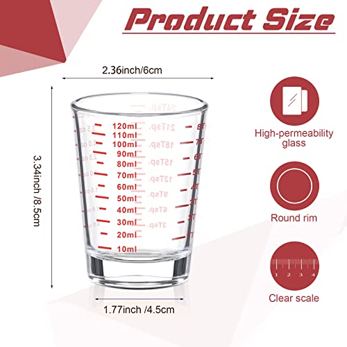 2 Pieces 4 Oz Measuring Cup Shot Glass Espresso Shot Glass Liquid Heavy Glass Wine Glass (Red Letters) #TOP1
