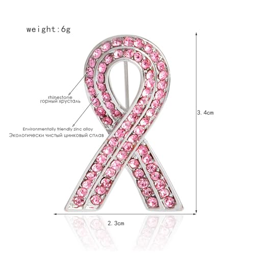 Image of Breast Cancer Pin Crystal Rhinestone Breast Cancer Awareness Pin Pink Ribbon Pins Charity Event Favors Supplies Decorations Breast Cancer Awareness Accessories for Women Girls