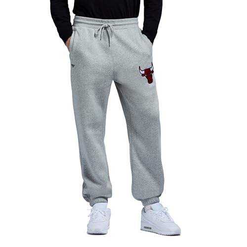 Game 7 x NBA Officially Licensed Men's Casual Jogger Fleece Sweatpants with Pockets, Chicago Bulls, L, Heather Grey