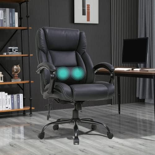 Office Chair High Back Executive Office Chair Lumbar Support Big and Tall Ergonomic with Padded Armrest, Wide Seat Adjustable Large Leather Reclining Computer Desk Chair Home Office Chairs