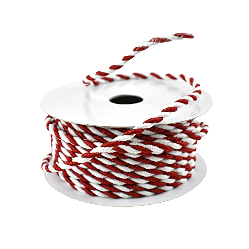 Homeford Glittered Christmas Stripes Cording, 1/8-Inch, 10-Yard - Red/White