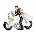 Produktbild Tortenfigur Hochzeit 11,5cm - Brautpaar Figuren auf Motorrad - Hochzeitstorte Deko Tortendeko Tortenaufsatz Cake Topper - Hochzeitsdeko Torte - Hochzeitstortenfiguren Weiß Schwarz