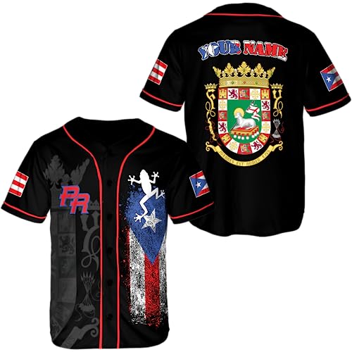 ThuhaTree Store Personalized Name Puerto Rico Puerto Rico Pride AOP Baseball Jersey Unisex XS-5XL, Puerto Rico Flag Shirt miniatura 1