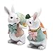 Hodao 5.5 Inch Polyresin Bunny Decorations Spring Easter Decors Figurines Tabletopper Decorations for Party Home Holiday Cute Rabbit Easter Gifts (Orange Blue)
