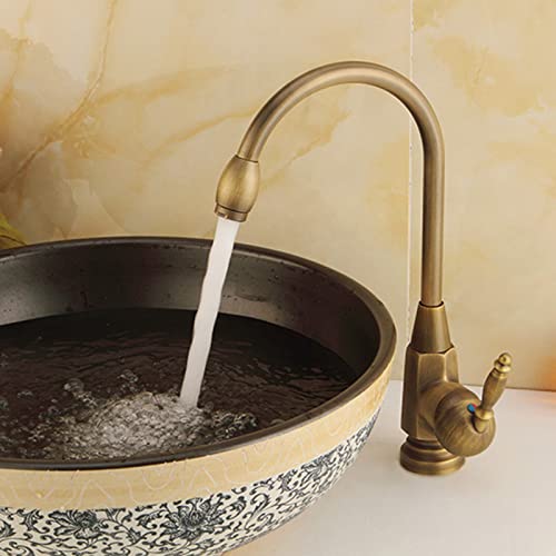Robinet compatible avec évier de cuisine 1 trou mitigeur rétro laiton - 7