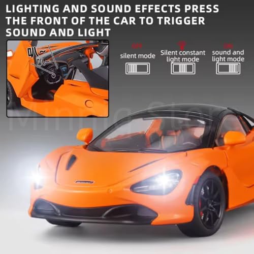 Image of 1:24 Maclaren 720s Sports Model Exclusive Alloy Diecast Pull Back Toy car with Openable Doors & Light Music Toys for Kids Boy Girl Gift (1:24 Maclaren 720s -White)