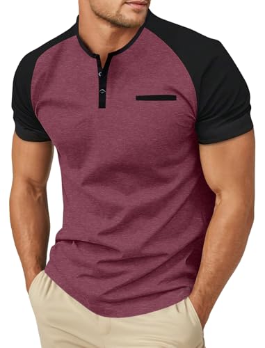 Image of Sailwind Men's Cotton Henley Short Sleeve Casual T-Shirts with Pocket