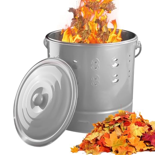 Ahuuen Barile Di Combustione | Barile Bruciacarta In Acciaio Inossidabile,Portatile Per Giardino Campeggio Spiaggia Fattoria