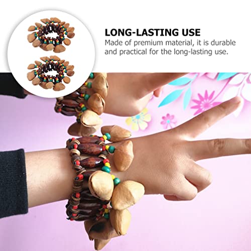 Milisten 2Pcs Nuts Shell Bracelet Frican Tribal Style Nuts Shell Bracelet Nut Handbell Percussion Accessories Musical Instrument For Women #TOP4