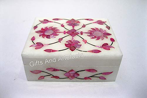 Boîte à bijoux en nacre avec incrustations marbrées blanches, idée cadeau - 2