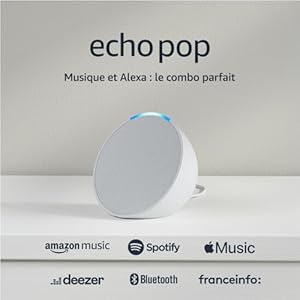Echo Pop | Enceinte connectée Bluetooth et Wi-Fi compacte au son riche, avec Alexa | Blanc
