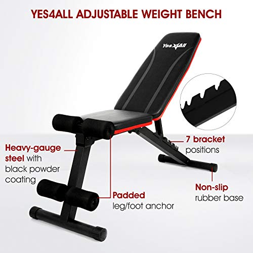 Foto de Yes4All Banco de pesas ajustable con diseño plegable para entrenamiento de cuerpo completo (imagen 4)