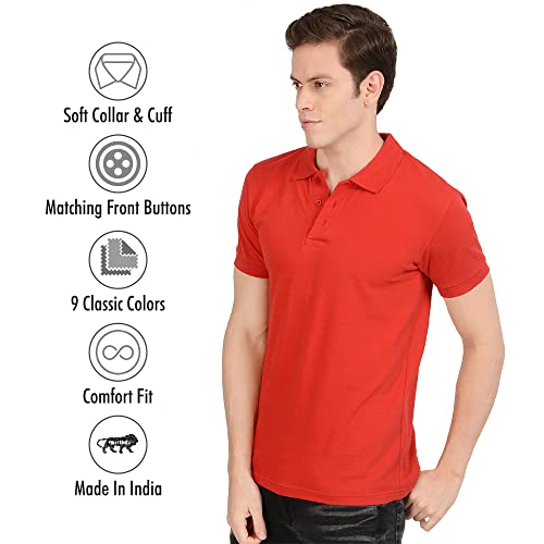 Image of AWG ALL WEATHER GEAR Men's Cotton Regular Fit Solid Polo Neck T-Shirt Navy Blue Melange