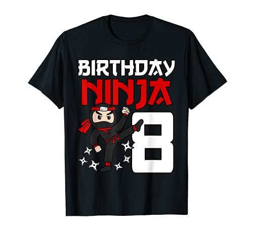 8 Years Old Birthday Party 8th Ninja Japanese Shinobi T-Shirt
