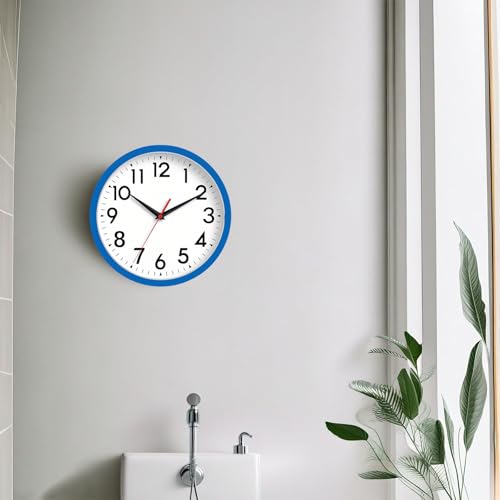 Image of DAXSMY Wall Clock Small Analog 8 Inch Silent Non Ticking Battery Operated Modern Simple Decorative for Kitchen Office Bedroom Bathroom Living Room(Blue)