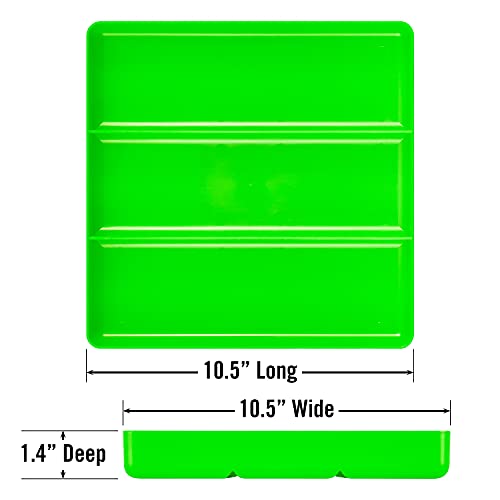 Image of Ernst Manufacturing Toolbox Tray: Stackable Garage Organizer Tray in Green with 3 Compartments - Ideal for Trades, Mechanics, Electricians, Plumbers, Household Use, Hobbies, and More - Heavy Duty