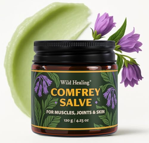 Wild Healing Comfrey Salve Concentrated Herbal Balm with Arnica Magnesium & MSM Soothing Botanical Cream for Joints Muscles & Dry Skin 4.23 oz