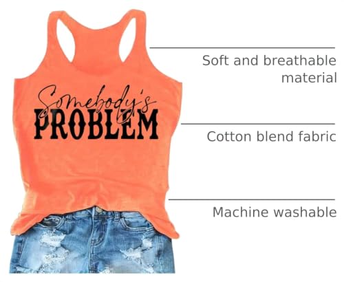 Women Somebody's Problem Tank Tops Country Concert Music Tee Western Shirt by AEARGIV - Used condition - US$15.30