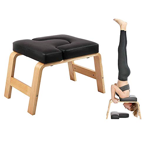 ZQCZ Yoga handstand stool, stool Yoga Starter Kit for an inverted frame, to protect the neck and shoulders of the head of the pressure timber of wood and PU pad,Black