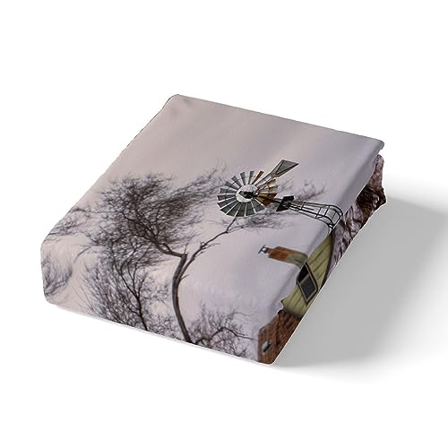 Homewish Highland Cow Comforter Cover Rustic Farm Animal Bedding Set for Girls Boys Windmill Cabin Lodge Decor Duvet Cover,Farmhouse Rural Western Life Bedspread Cover with 1 Pillowcase Single - Image 4