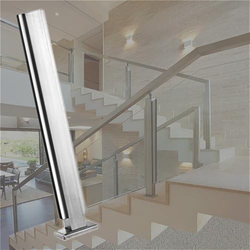 48 44 40 36 32 28 24 in Height Fence Balustrade Post, Porch Glass Fence Clamp Pole, Deck Fence Vitreous Railing Column for Indoor &amp; Outdoor Fences(A-MID,Height 32in/80cm)