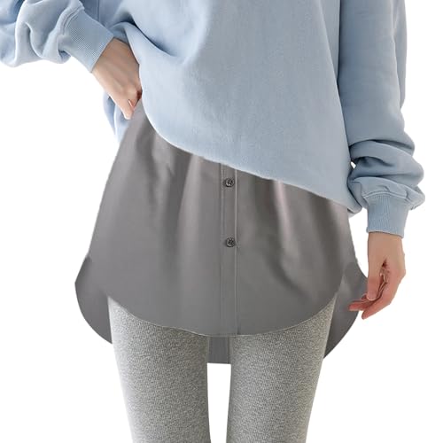 Lanunlly Falda Camisa Falsa Mujer Parte De Abajo Extensor De Camisa Parte Superior Inferior Ajustable con Capas Bajo Falda Falsa De Barrido Inferior Mini Faldas Extensión De Blusa