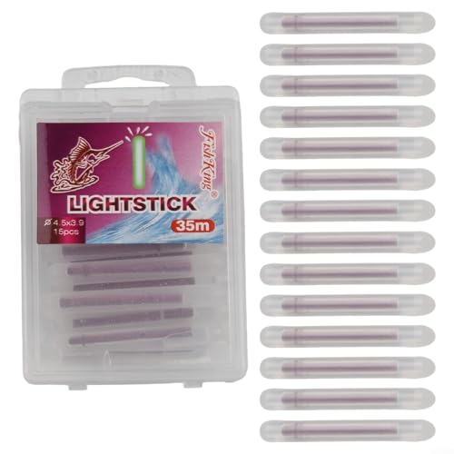 Gdfnmogo 15 varillas de luz fluorescente para pesca nocturna, 4,5 x 39 mm, para flotadores de pesca nocturna y puntas de caña, polipropileno verde y rojo (rojo)