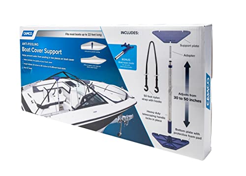 Camco Boat Cover Support Kit | Features An Easy-To-Use Telescoping Design, An Adjustable Height From 30-Inches To 50-Inches, And 50-Foot Nylon Strap Assembly (41970) #TOP5