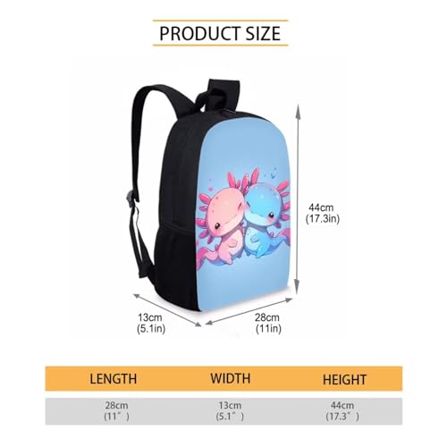Kawaii Axolotl School Backpack for Girls 10-12 with Lunch Box Salamander Kids Bookbag Lunchbox Elementary Student Book Bag for Girls 8-10/6-8 Lunch Bag Pencil Case Water Bottle Holder Set4