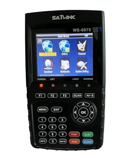 WS-6975 DVB-T2 DVB-C Receptor buscador de medidor terrestre Digital con MPEG-2/MPEG-4 H.265 Compatible con QPSK,16QAM,64QAM,256QAM