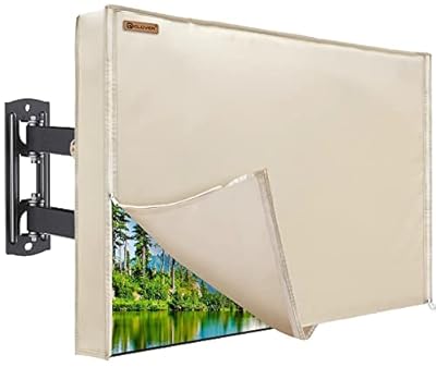 Outdoor TV Cover 80-85 inch, IC ICLOVER 600D Heavy Duty 4 Season Weatherproof TV Protector with Waterproof Zipper & Bottom Cover & Remote Control Pocket, Television Cover for Outside Flat Screen TV,