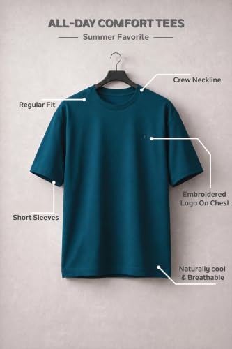 Image of Van Heusen Men's Crew Neck T-Shirt - Soft & Breathable Cotton | Regular Fit | Comfortable Everyday Casual Wear | Short Sleeves | Summer Favorite |Solid Colors | Style 60052|Available in Pack of 1 & 2