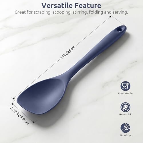 Image of U-Taste Silicone Cooking Spoon 600ºF Heat Resistant Scoop, Midnight Blue