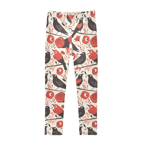 KLL Red Roses with Eyeballs and Black Crows Toddler Girls' Legging Stretchy High Waisted Workout Pants Exercise