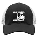 Sober Enough to Operate A Forklift Hat Trucker Hat Men Vintage Mesh Cap for Summer Black