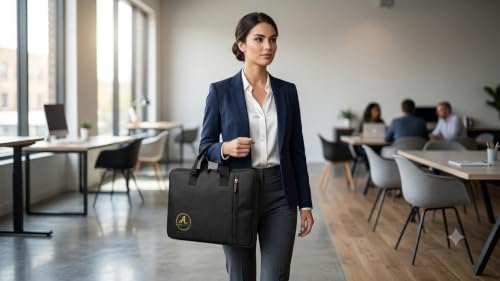 Image of 15.6 inch Laptop Sleeve with Handle - Water Resistant Case for MacBook HP Dell Lenovo (Black,Grey)