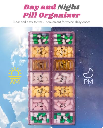 Image of Extra Large Weekly Pill Organizers pillcase pilboxes (Mauve)