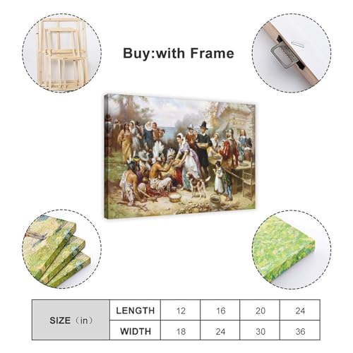 Impression sur toile The Pilgrims First Thanksgiving cadre suspendu bureau - 2